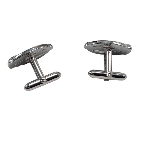 Vintage Swank Silver Tone Cufflinks With Blue Gemstone - Picture 4 of 12